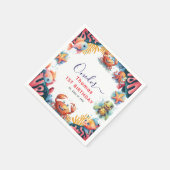 かわいい子供の水色ワンダーザ海の最初の誕生日 スタンダードカクテルナプキン (角)