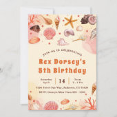 かわいい子供の水色ワンダーザ海の最初の誕生日 招待状 (正面)