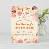 かわいい子供の水色ワンダーザ海の最初の誕生日 招待状 (スタンド正面)