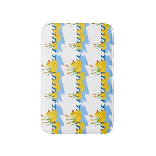 かわいい子供の池のゴム製アヒル家族の水泳 バスマット (正面縦)