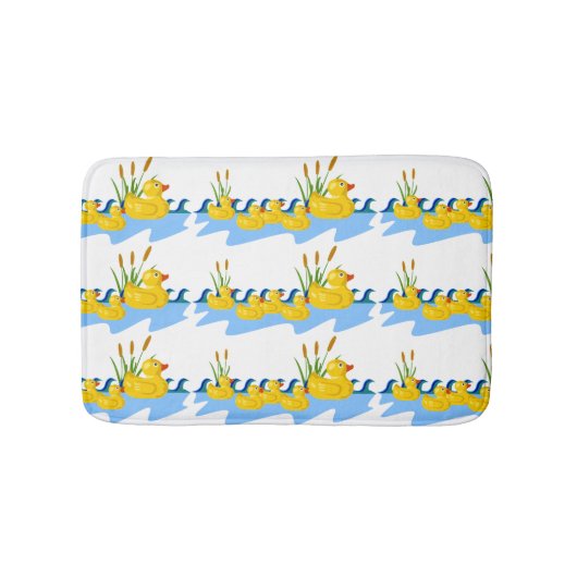 かわいい子供の池のゴム製アヒル家族の水泳 バスマット (正面)