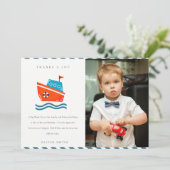 かわいい子供の海の船の写真 誕生日どんな年齢でも サンキューカード (スタンド正面)