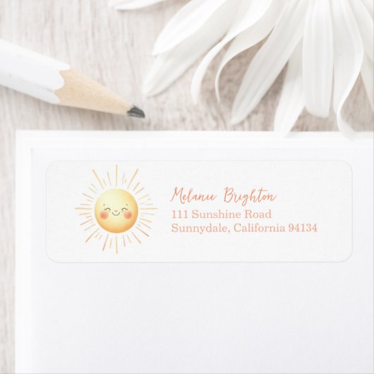 かわいい子供の笑顔の水の色サン差出人住所 ラベル (インサイチュ)