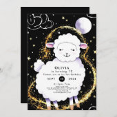 かわいい子供の羊の誕生日 招待状 (正面/裏面)