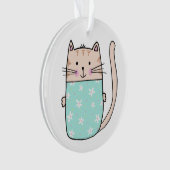 かわいい子供の花柄の猫のイラスト オーナメント (正面)
