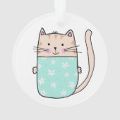 かわいい子供の花柄の猫のイラスト オーナメント (裏面)
