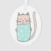 かわいい子供の花柄の猫のイラスト オーナメント (正面)