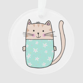 かわいい子供の花柄の猫のイラスト オーナメント