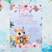 かわいい子供の花蝶の女の子の1歳の誕生日 ポストカード