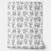 かわいい子供の落書き 幼児の保育園または遊び部屋に 壁紙 (ほどく)