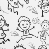 かわいい子供の落書き 幼児の保育園または遊び部屋に 壁紙 (縫い目)