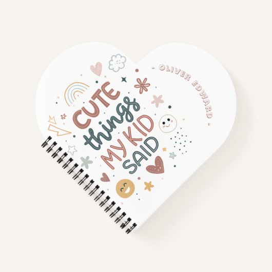 かわいい子供の言葉 遊び心あるタイポグラフィ ノートブック (正面)