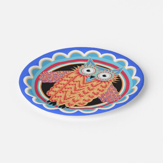 かわいい子供の誕生会のフクロウ ペーパープレート (アングル)