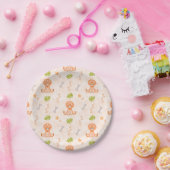 かわいい子供の誕生日オレンジ色の恐竜 ペーパープレート (パーティー)