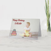 かわいい子供の誕生日カード – ケーキ&キャンドル サンキューカード (裏面)