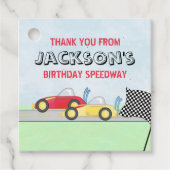 かわいい子供の誕生日パーティーのお礼レースカー フェイバータグ (正面)