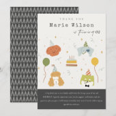 かわいい子供の誕生日パーティーの子犬 どんな年齢でも サンキューカード (正面/裏面)