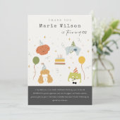 かわいい子供の誕生日パーティーの子犬 どんな年齢の誕生日でも サンキューカード (スタンド正面)