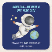 かわいい子供の誕生日パーティーの宇宙人 スクエアペーパーコースター (正面)