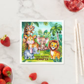 かわいい子供の誕生日パーティージャングルサファリアニマル スタンダードカクテルナプキン (インサイチュ)