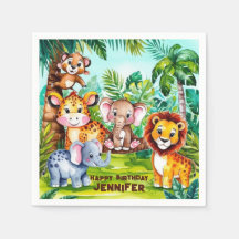 かわいい子供の誕生日パーティージャングルサファリアニマル