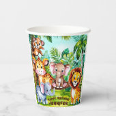 かわいい子供の誕生日パーティージャングルサファリアニマル 紙コップ (裏面)