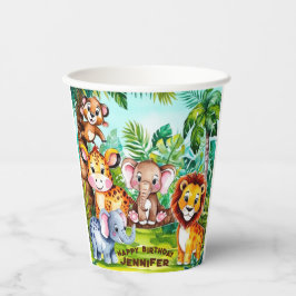 かわいい子供の誕生日パーティージャングルサファリアニマル 紙コップ