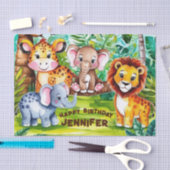 かわいい子供の誕生日パーティージャングルサファリアニマル 薄葉紙 (クラフト)