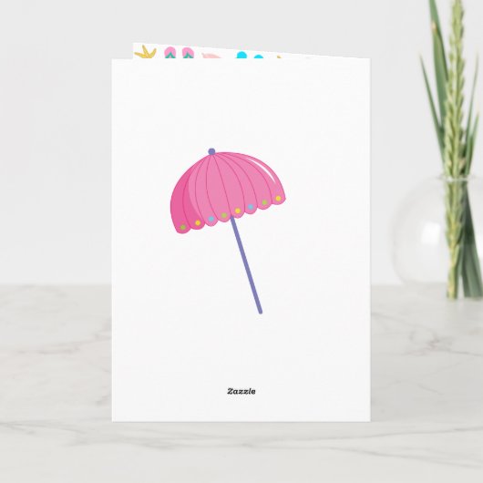 かわいい子供の誕生日プールパーティーありがとう サンキューカード (裏面)