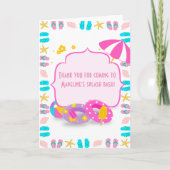 かわいい子供の誕生日プールパーティーのお礼のメモ サンキューカード (正面)