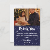 かわいい子供の雪の写真 クリスマス サンキューカード (正面)