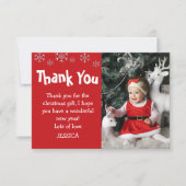 かわいい子供の雪の結晶写真クリスマス サンキューカード (正面)