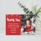 かわいい子供の雪の結晶写真クリスマス サンキューカード (スタンド正面)