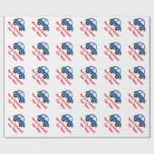 かわいい子供の青いおもちゃ車のカスタムなクリスマスの休日 ラッピングペーパー (フラット)