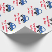 かわいい子供の青いおもちゃ車のカスタムなクリスマスの休日 ラッピングペーパー (角)