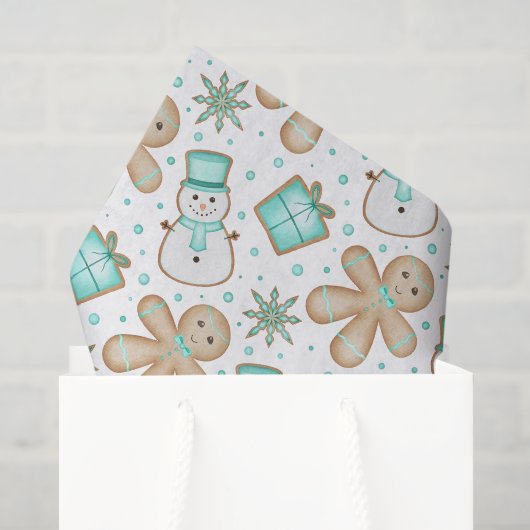 かわいい子供の青い祭りのクリスマスジンジャーブレッド 薄葉紙 (ギフトバッグ)