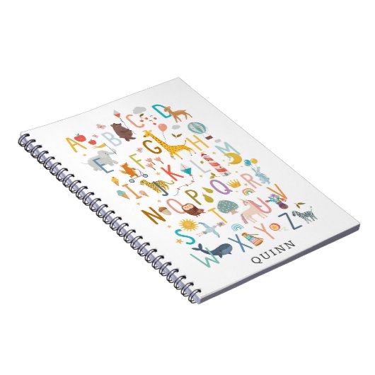 かわいい子供のABCアルファベットイラスト 名前付き ノートブック (右側)
