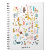 かわいい子供のABCアルファベットイラスト 名前付き ノートブック (正面)