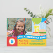 かわいい子供のBBQ誕生日パーティーの写真 招待状 (スタンド正面)