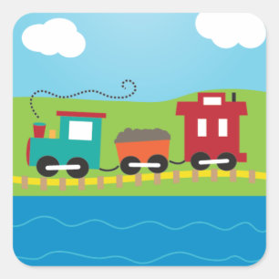 かわいい子供のChoo Chooの列車 スクエアシール