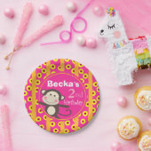 かわいい子供は猿の誕生日|のカボチャ明るい赤紫色をもてあそびます ペーパープレート (パーティー)