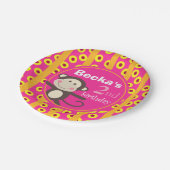 かわいい子供は猿の誕生日|のカボチャ明るい赤紫色をもてあそびます ペーパープレート (アングル)