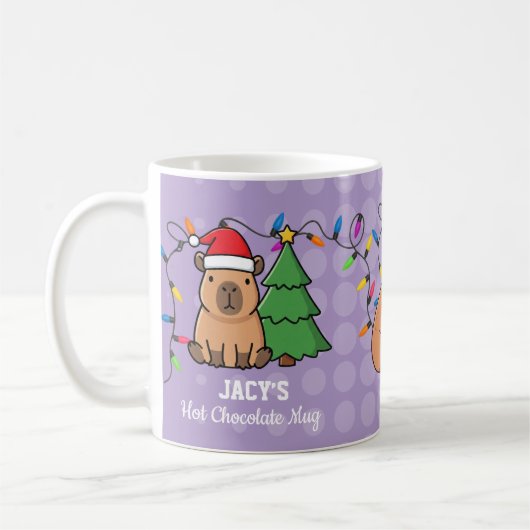 かわいい子供カピバラクリスマス コーヒーマグカップ (左)