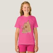 かわいい子供カピバラ誕生日ケーキ Tシャツ (正面フル)