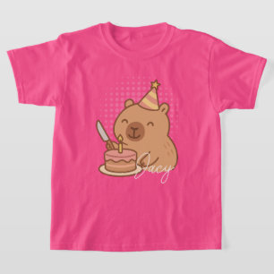 かわいい子供カピバラ誕生日ケーキ Tシャツ