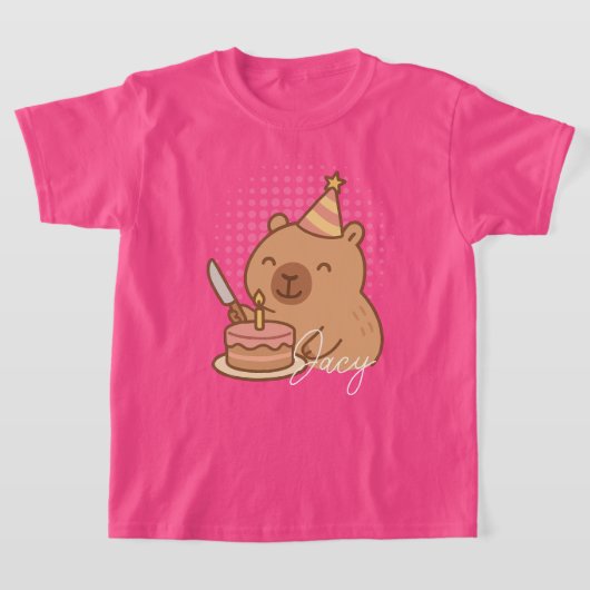 かわいい子供カピバラ誕生日ケーキ Tシャツ (レイダウン)