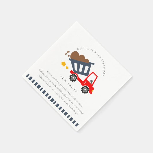 かわいい子供ダンプトラック任意の年齢の誕生日おもしろい事実 スタンダードカクテルナプキン (角)