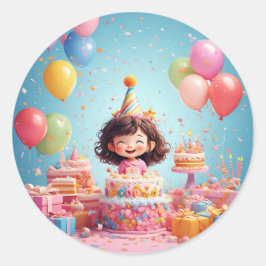 かわいい子供パーティーのデザイン 誕生日プレゼント、 お祝い ラウンドシール