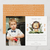 かわいい子供ライオンの葉の写真 幼稚園卒業式 サンキューカード (正面/裏面)