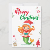 かわいい子供人魚のクリスマスホリデーファミリー名 シーズンカード (正面)